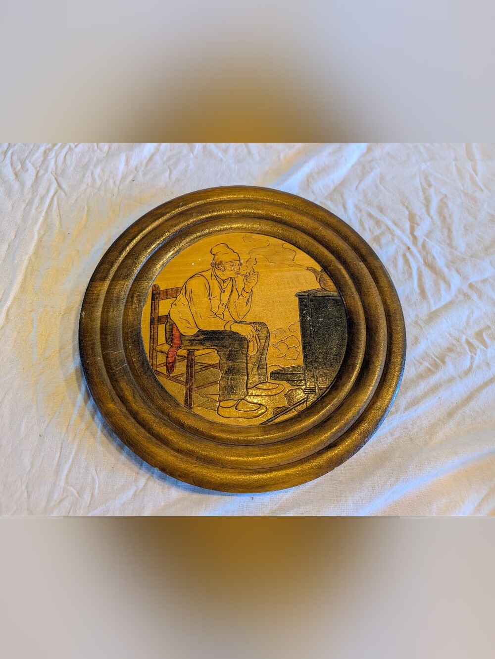 2/20$ Vintage wood Rustic smoking men Wall Plaque